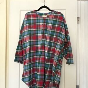 Vintage Victoria's Secret Gold Label Plaid Check Cotton Flannel Nightshirt S
